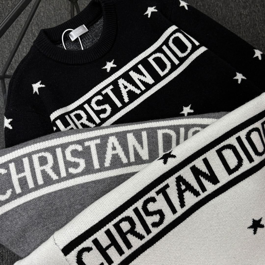  DIOR 26 High-End Jacquard Wool Knit Sweater