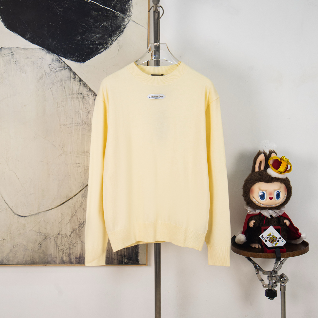 DIOR neckline fabric logo knit base layer