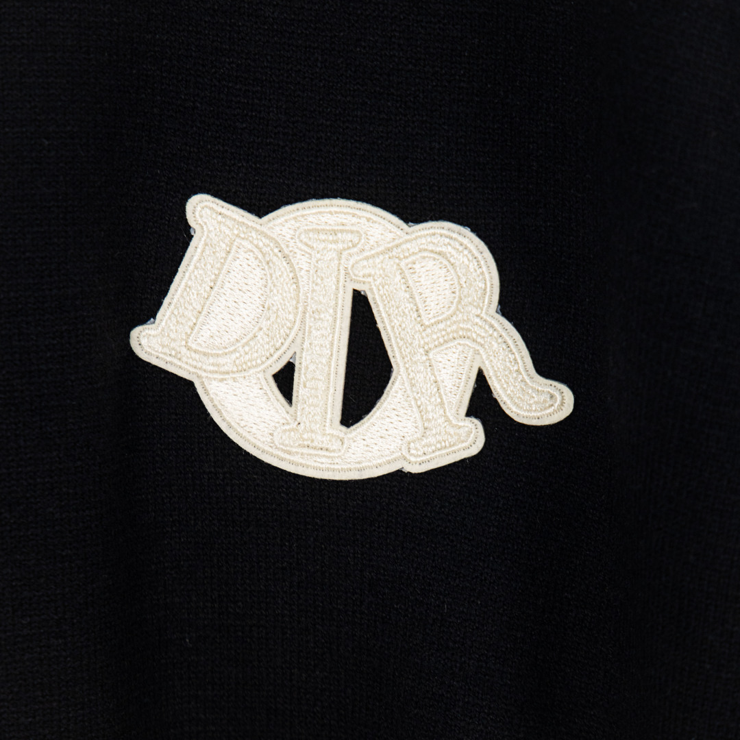 DIOR 2025Fw Classic Simple Casual Pullover Sweater with Flocked Embroidered Logo on the Chest