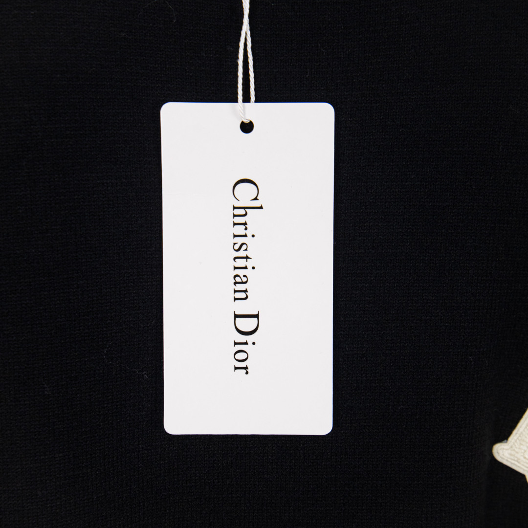 DIOR 2025Fw Classic Simple Casual Pullover Sweater with Flocked Embroidered Logo on the Chest