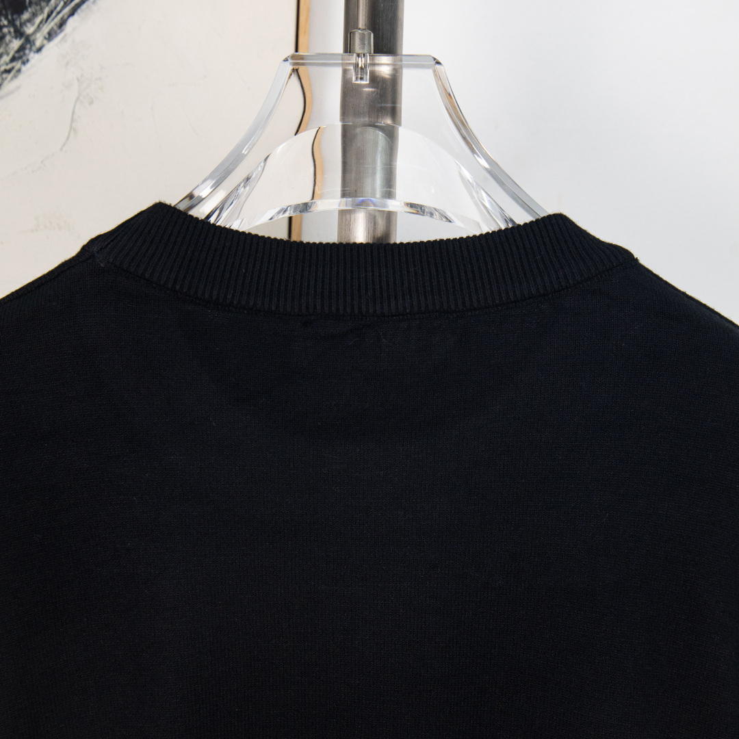 DIOR 2025Fw Classic Simple Casual Pullover Sweater with Flocked Embroidered Logo on the Chest