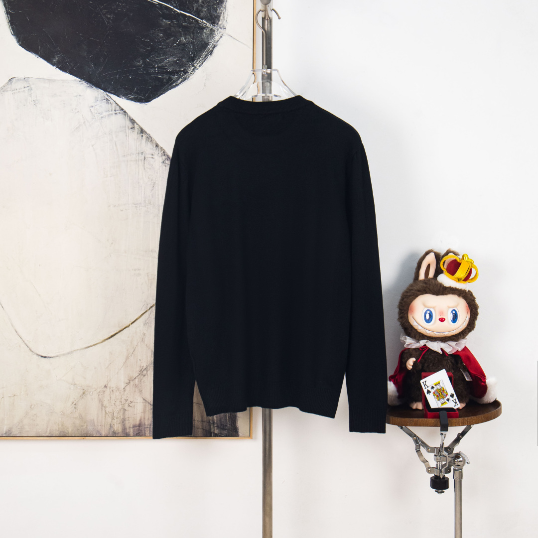 DIOR 2025Fw Classic Simple Casual Pullover Sweater with Flocked Embroidered Logo on the Chest