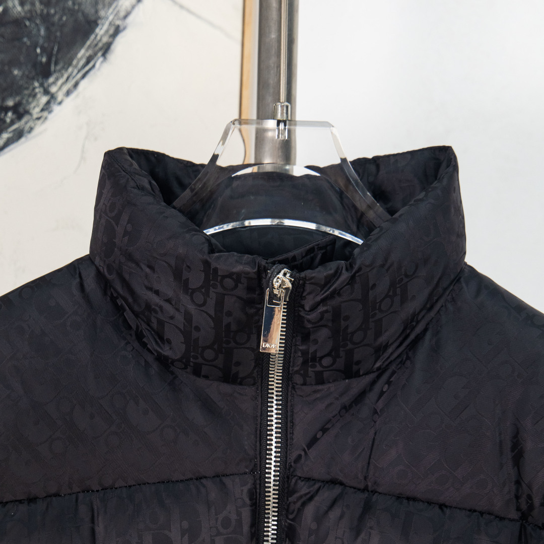 Dior 23FW Oblique monogrammed down jacket with stand-up collar