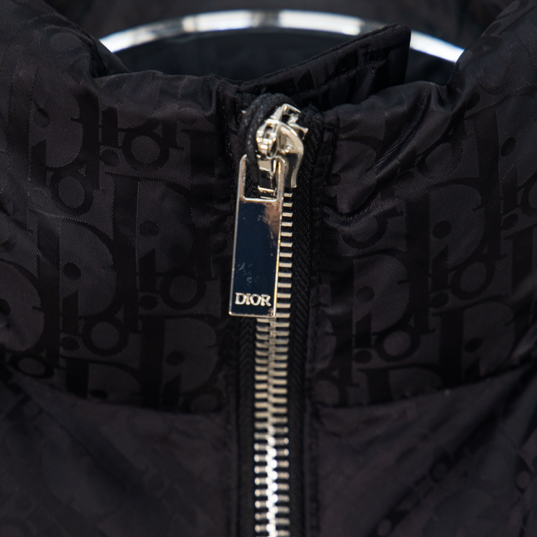 Dior 23FW Oblique monogrammed down jacket with stand-up collar