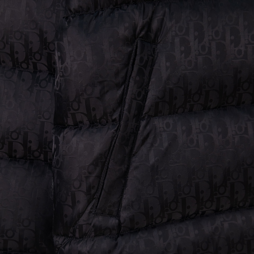 Dior 23FW Oblique monogrammed down jacket with stand-up collar