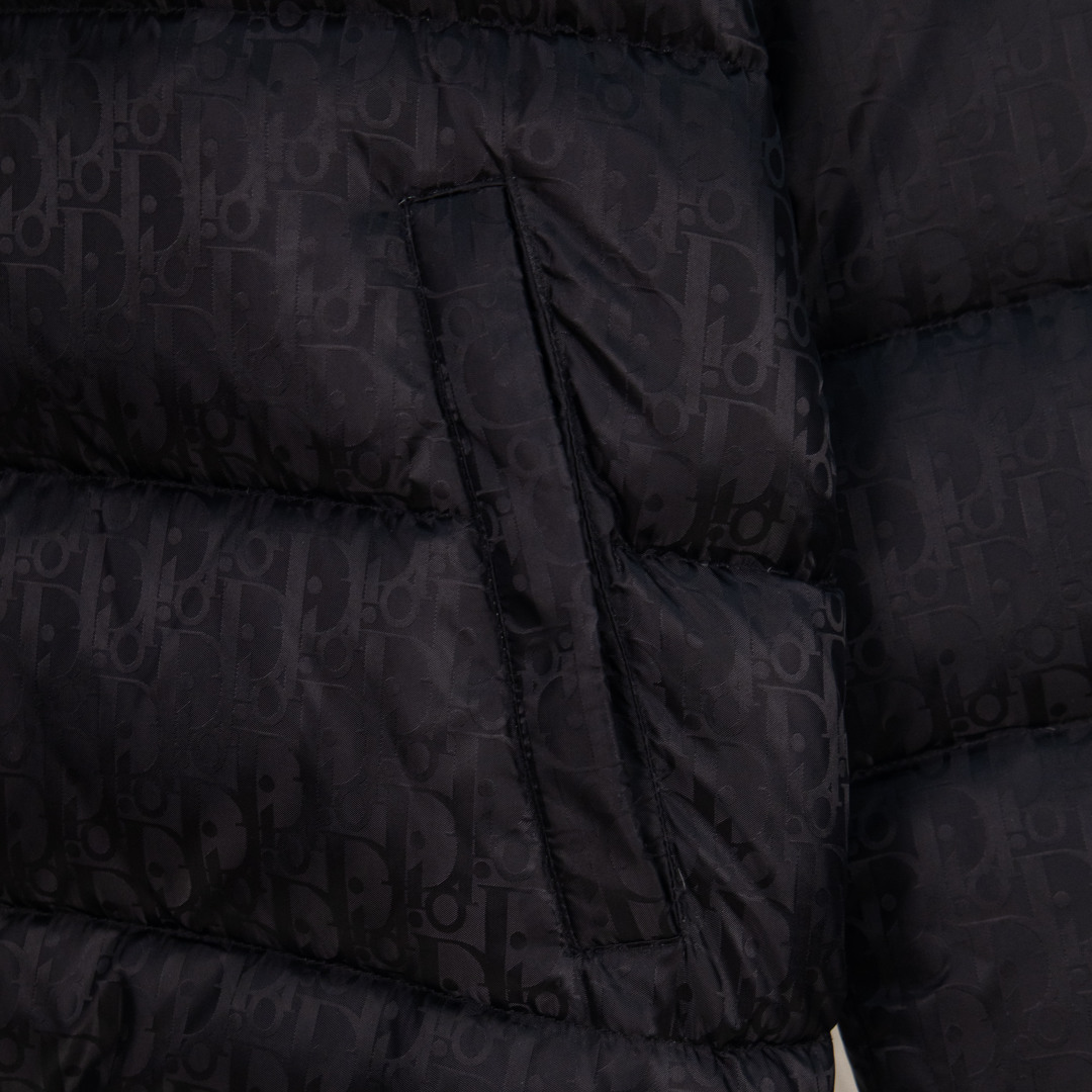 Dior 23FW Oblique monogrammed down jacket with stand-up collar