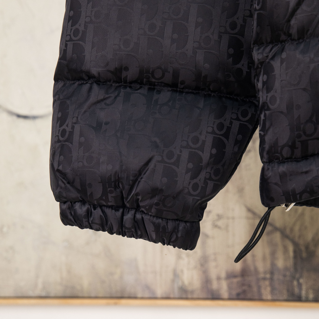 Dior 23FW Oblique monogrammed down jacket with stand-up collar