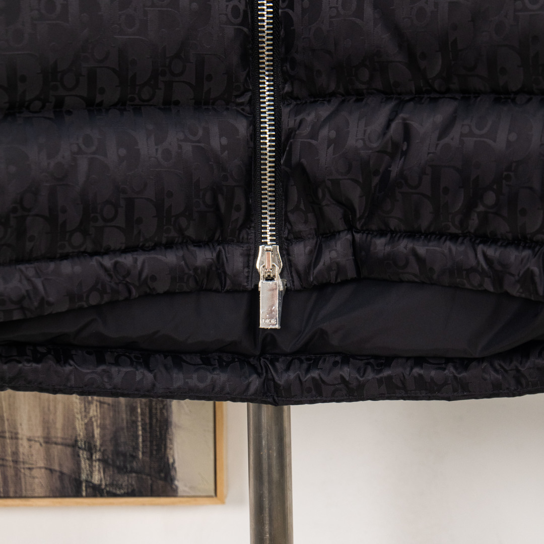Dior 23FW Oblique monogrammed down jacket with stand-up collar