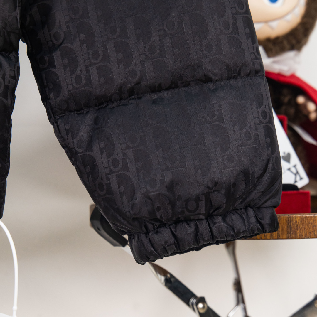 Dior 23FW Oblique monogrammed down jacket with stand-up collar