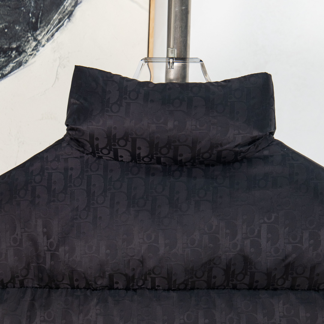 Dior 23FW Oblique monogrammed down jacket with stand-up collar