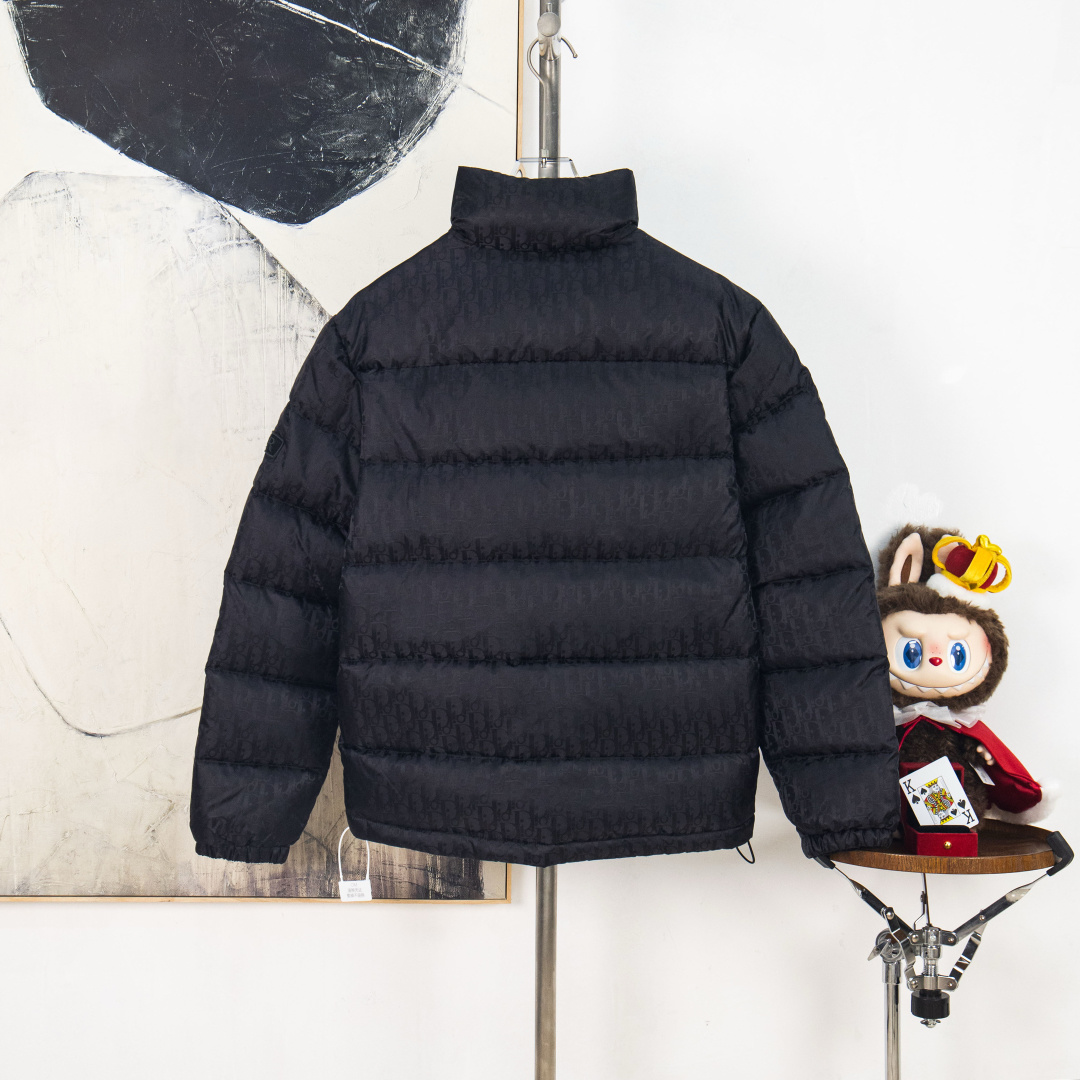 Dior 23FW Oblique monogrammed down jacket with stand-up collar