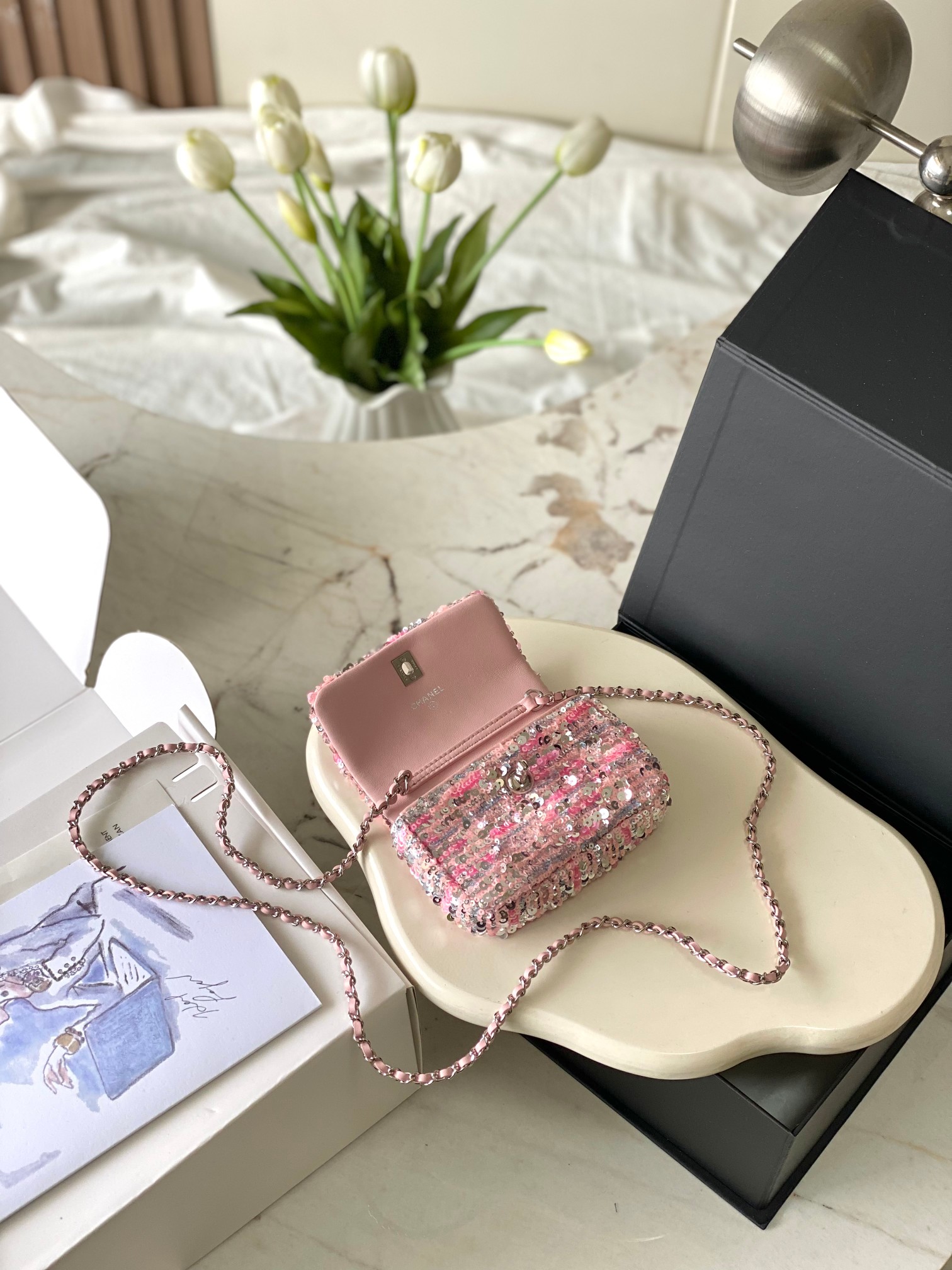 CHANEL Chain-Strap Sequined Mini Bag Dimensions: 13x3x10cm Style Number: 2788