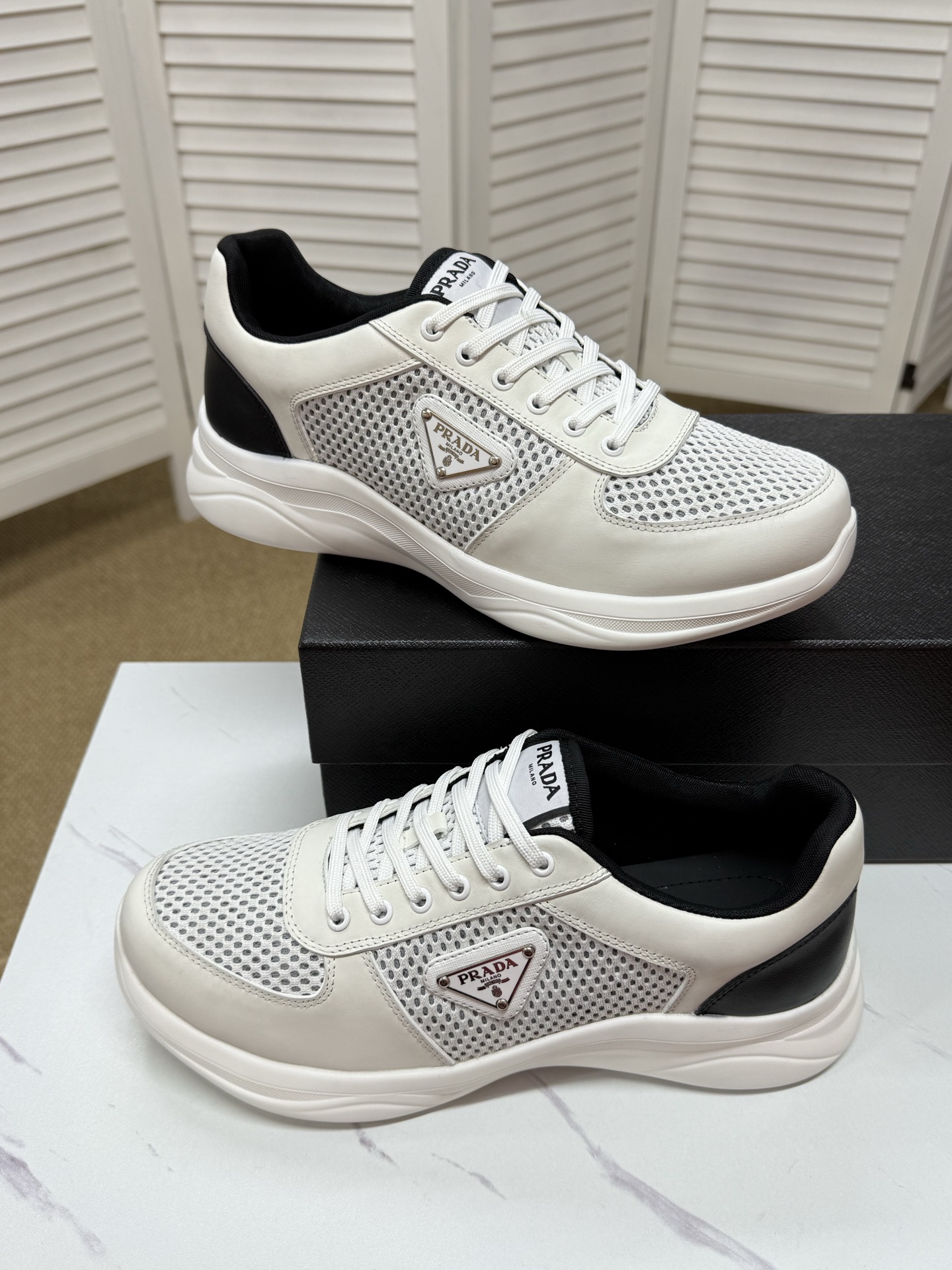 Prada Men's America's Cup Mesh Sneakers