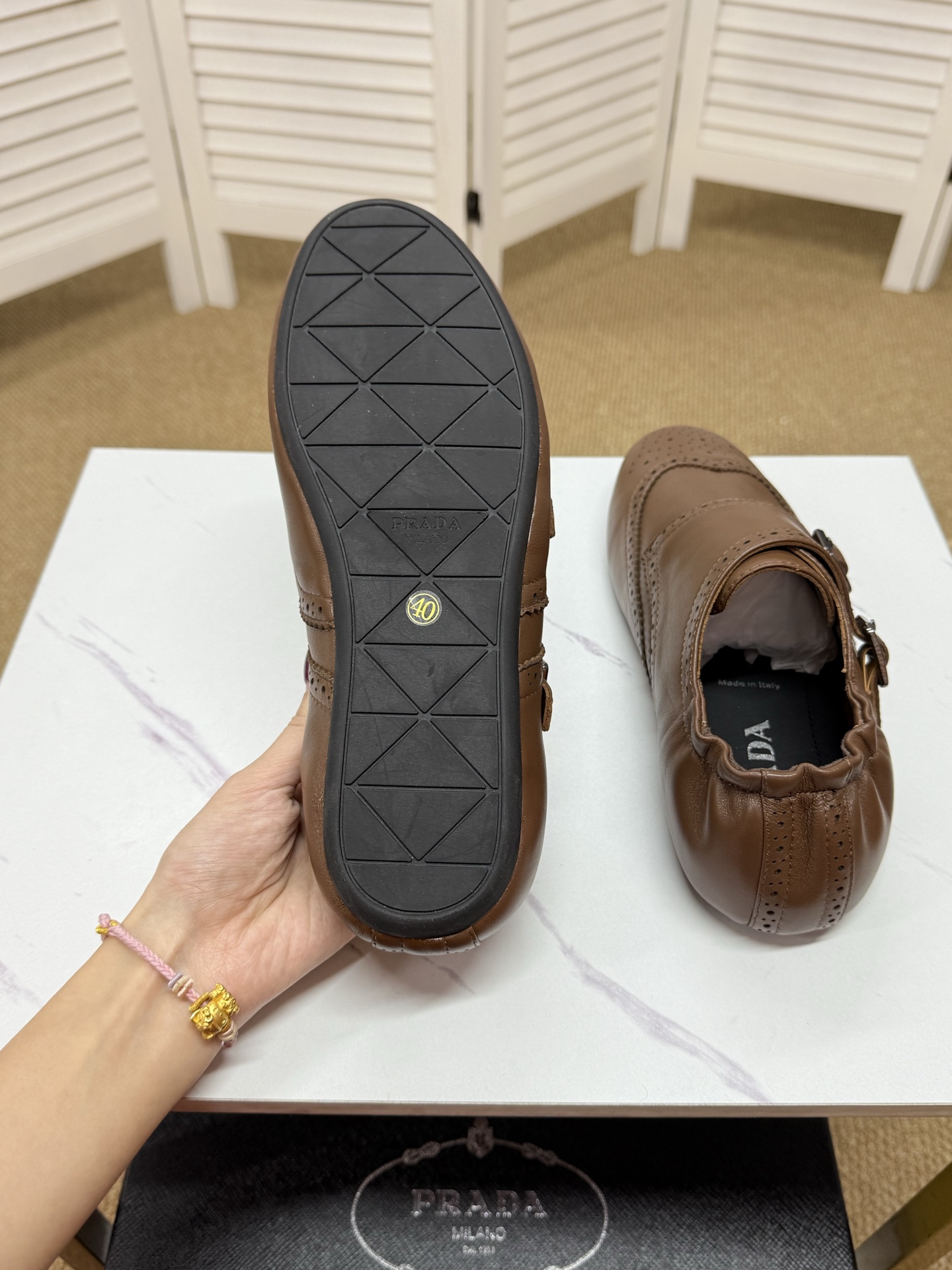 Prada Men's Brogue Double Monk Strap Loafers