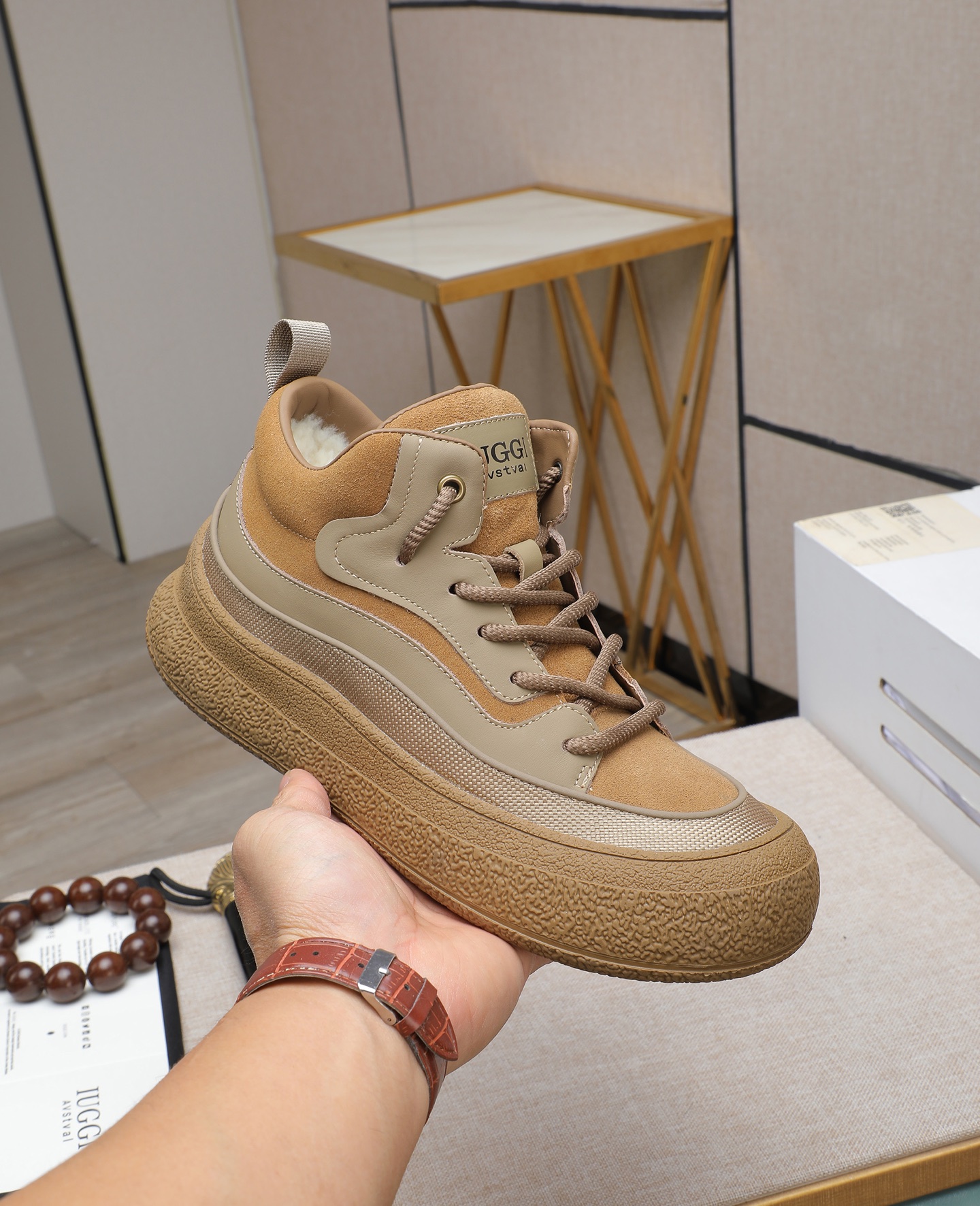 UGG Dune High-Top Shearling-Lined Sneakers