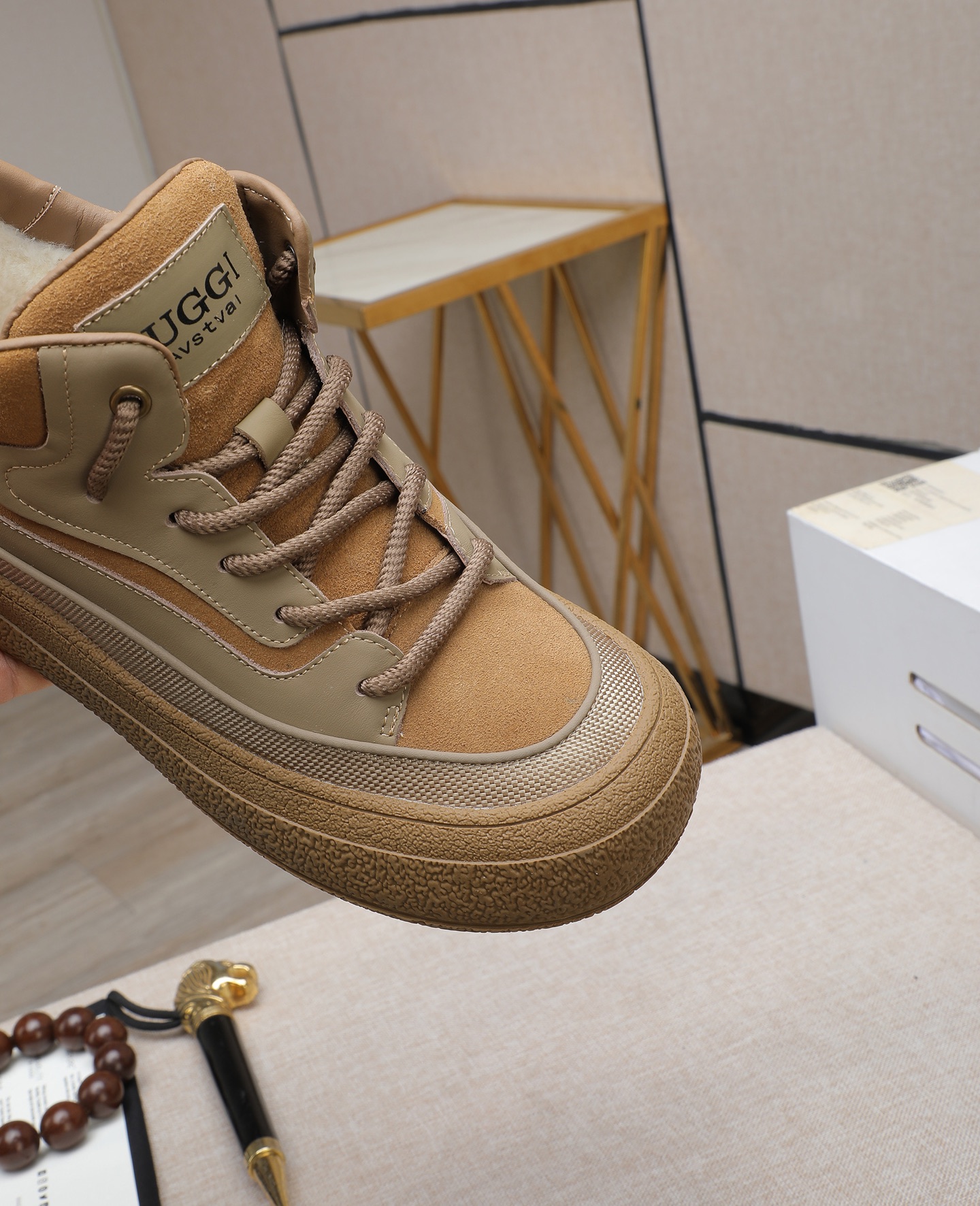 UGG Dune High-Top Shearling-Lined Sneakers