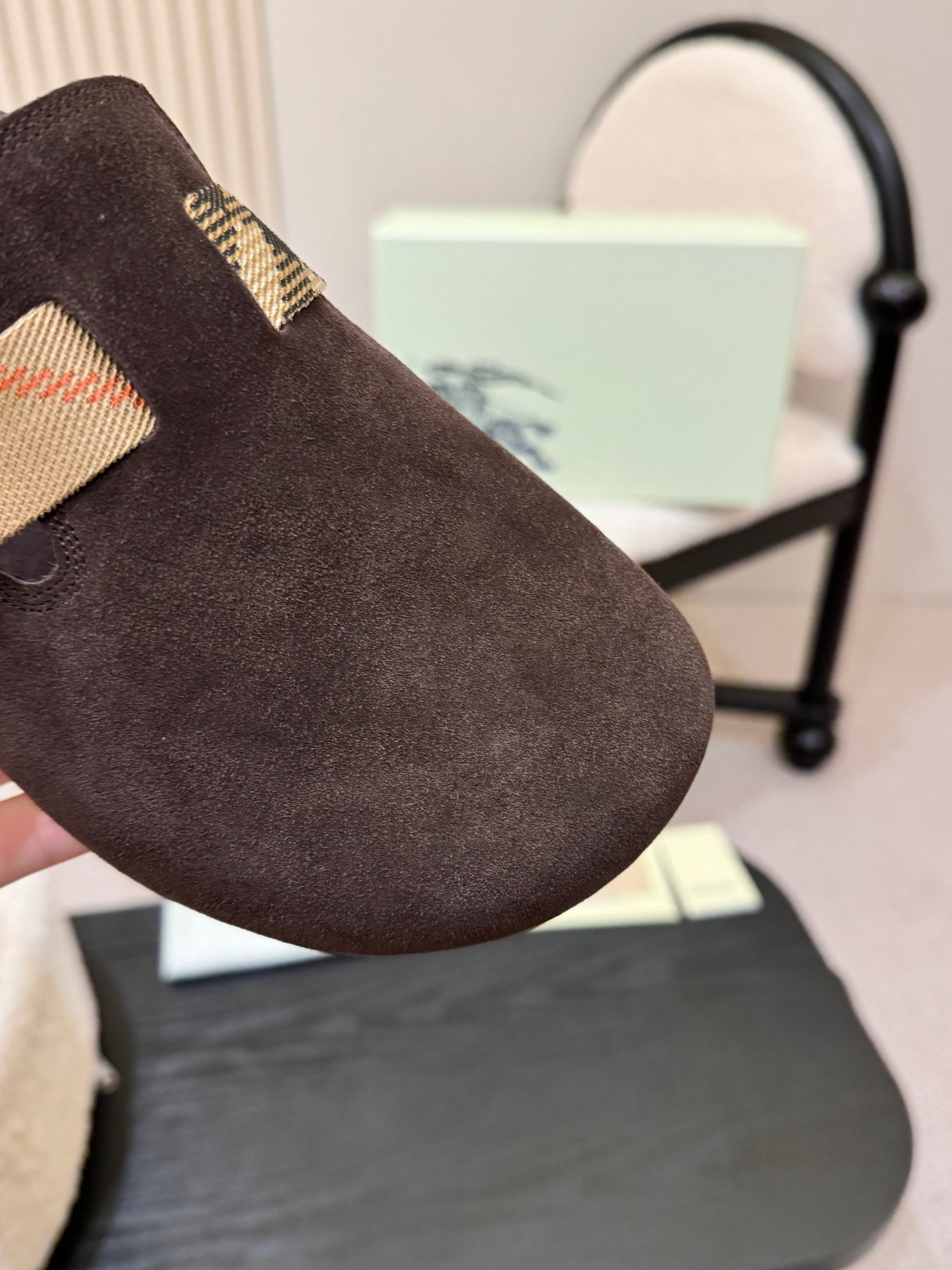 Burberry Suede Monk Strap Mules