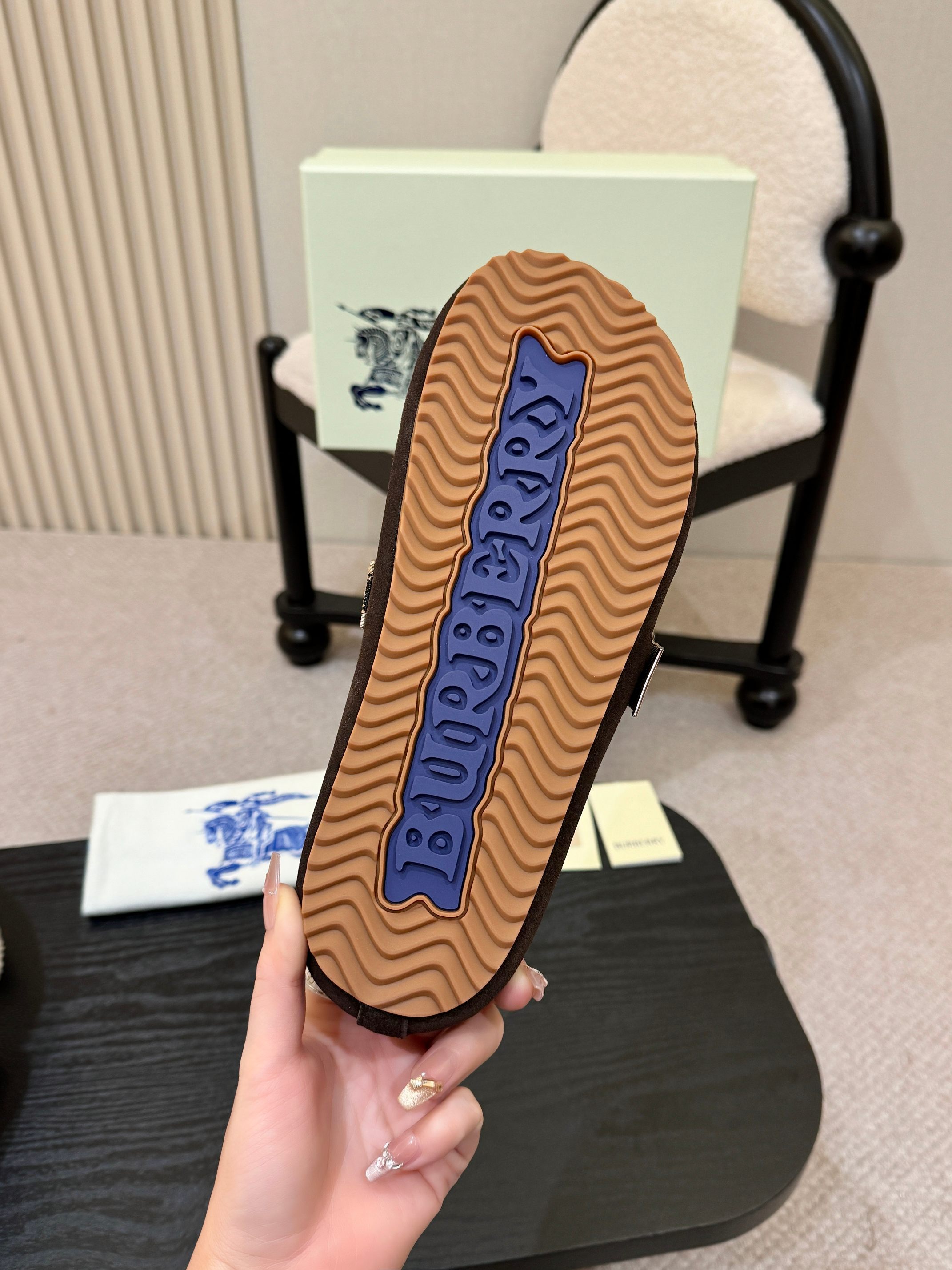 Burberry Suede Monk Strap Mules