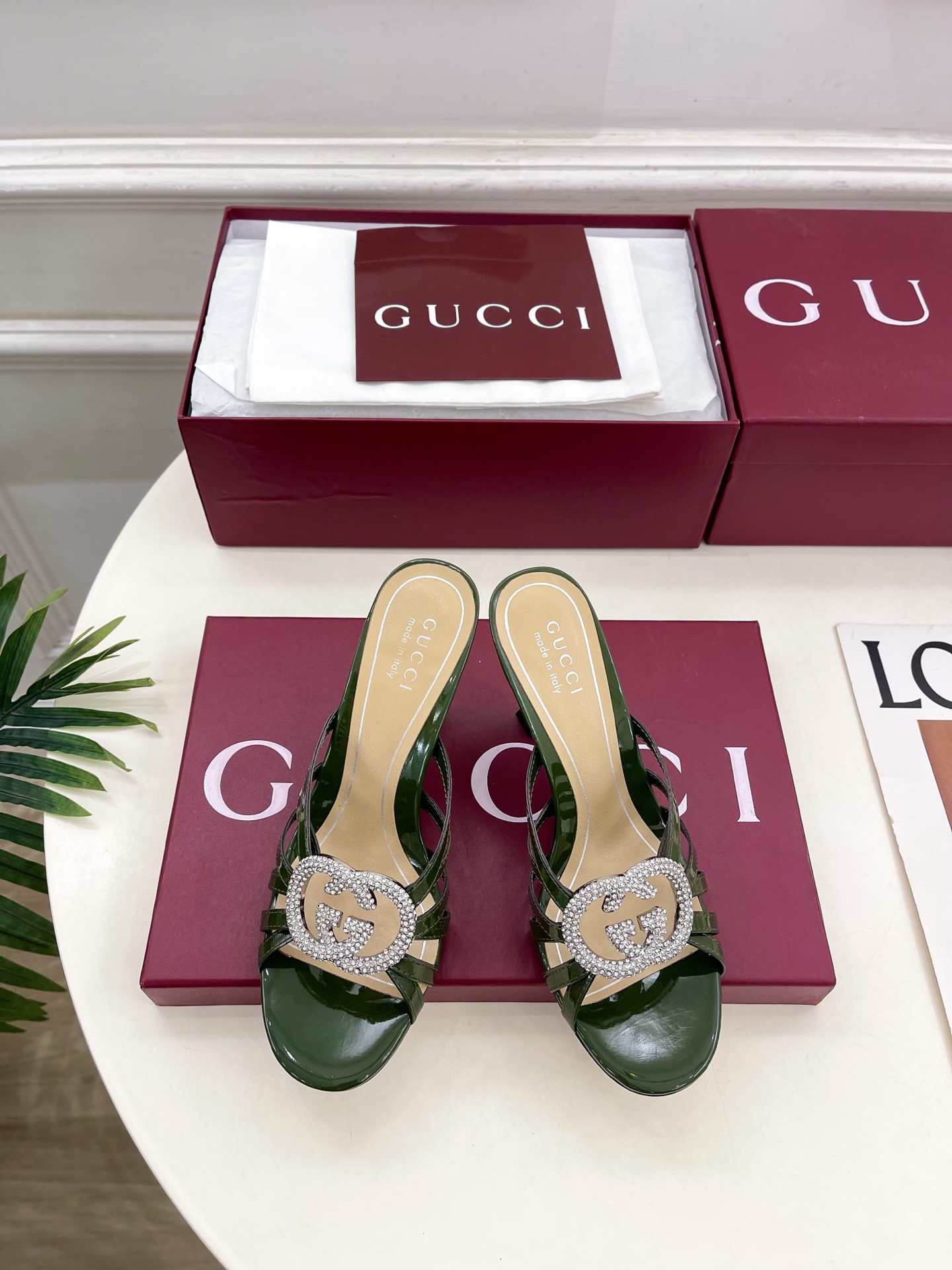 Gucci New Arrival Classic Rhinestone Thin-Strap High-Heel Sandals