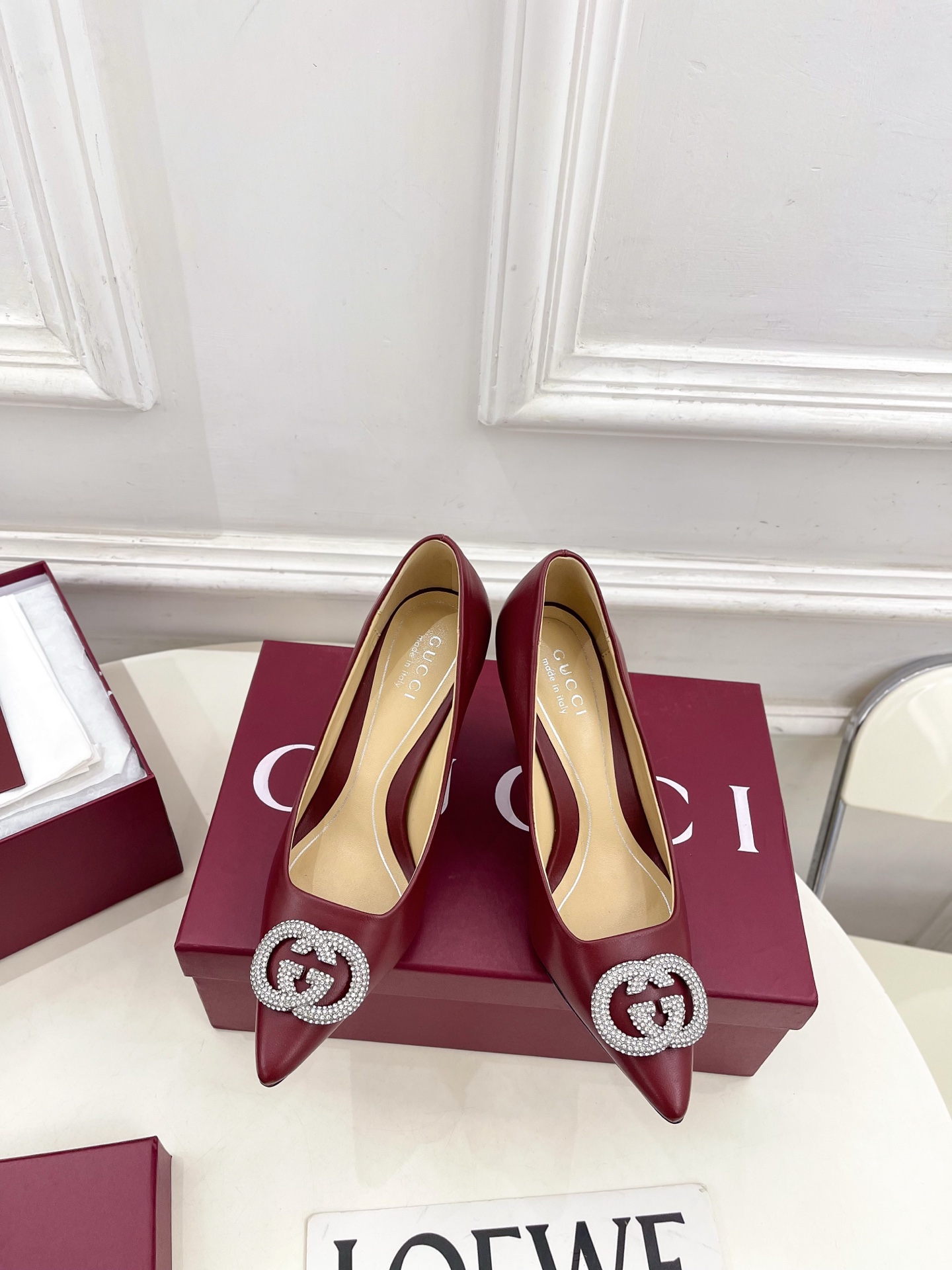 Gucci New Arrival Classic Rhinestone Pointed-Toe High Heels