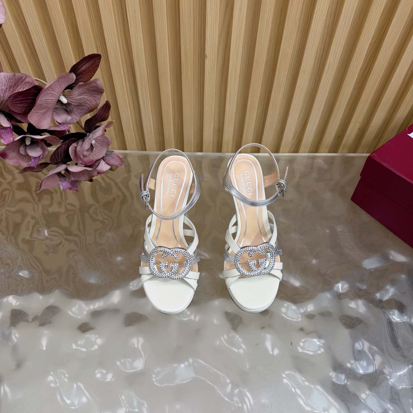 Gucci 2026 New Arrival Pre-Spring Rhinestone Thin-Strap High-Heel Platform Sandals