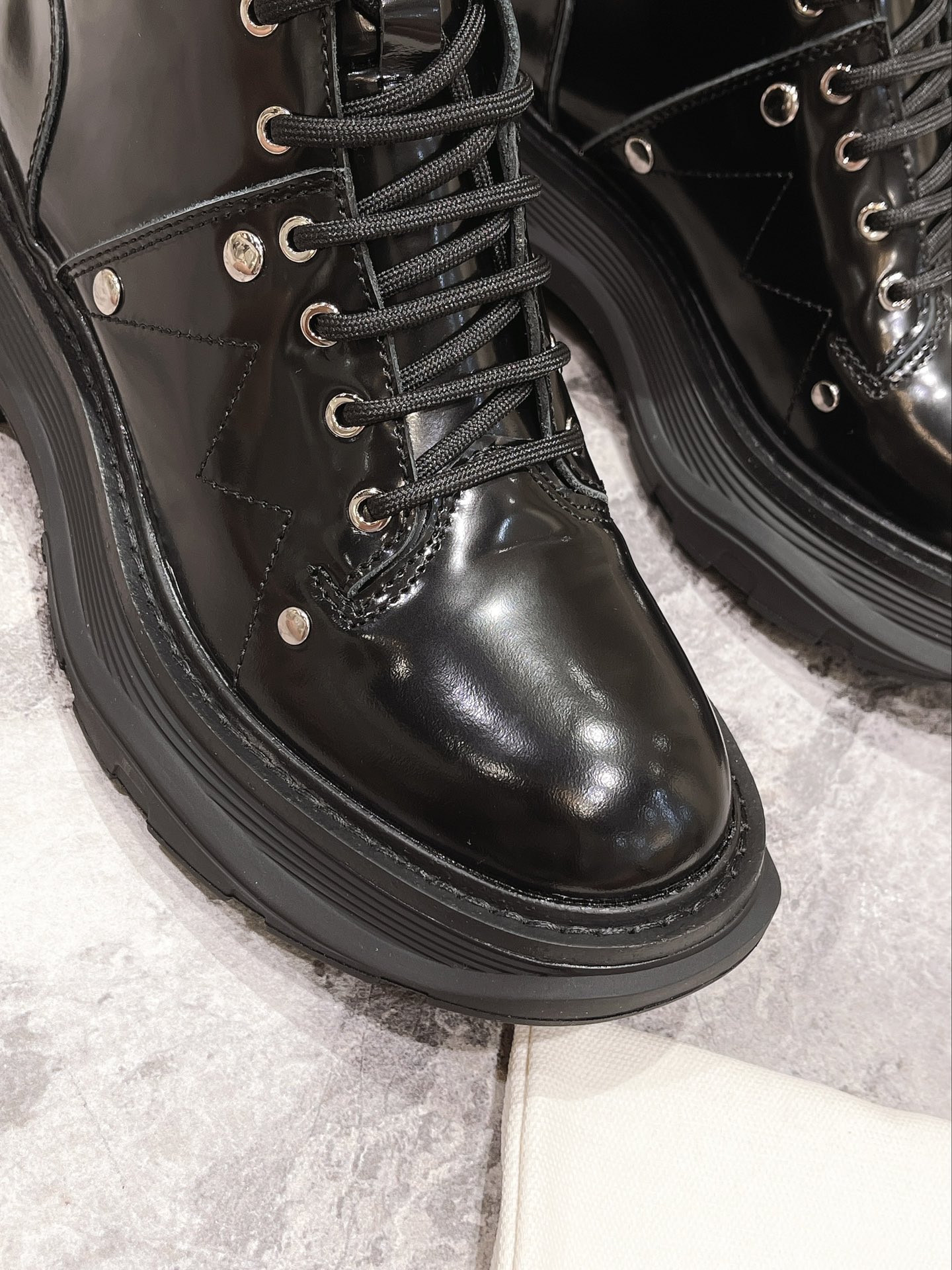 Alexander McQueen Tread Slick Patent Leather Boot