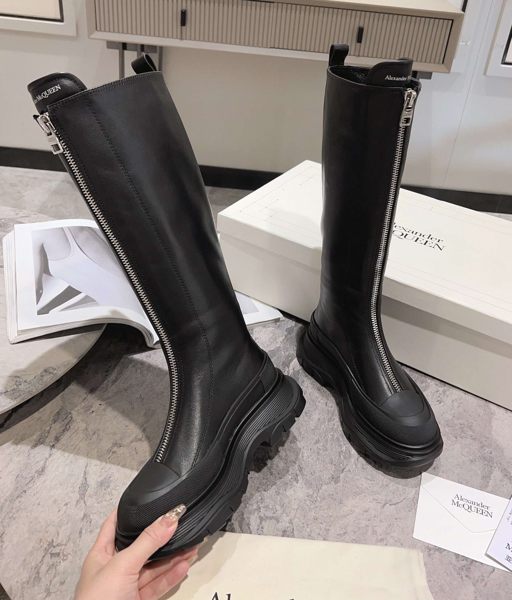 ALEXANDER MCQUEEN Front Zipper Boots