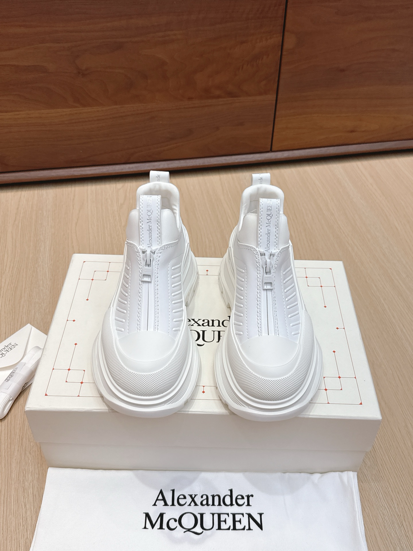 McQueen Couple Leather-Upper Zipper Casual Ankle Boots