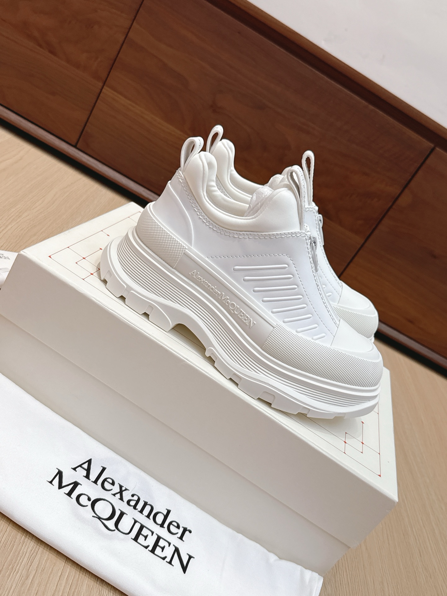 McQueen Couple Leather-Upper Zipper Casual Ankle Boots