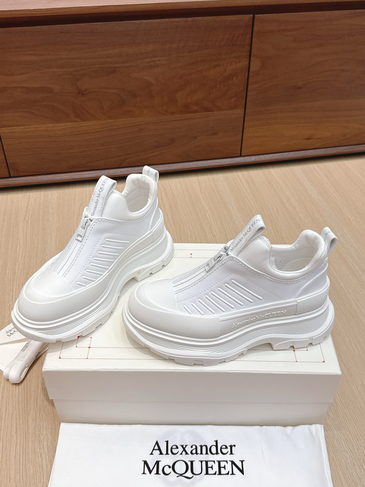 McQueen Couple Leather-Upper Zipper Casual Ankle Boots