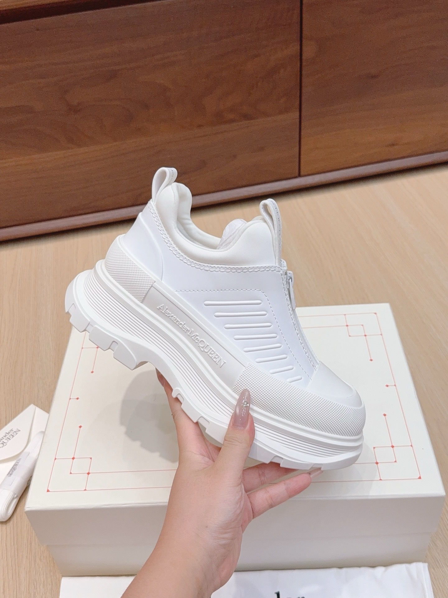 McQueen Couple Leather-Upper Zipper Casual Ankle Boots