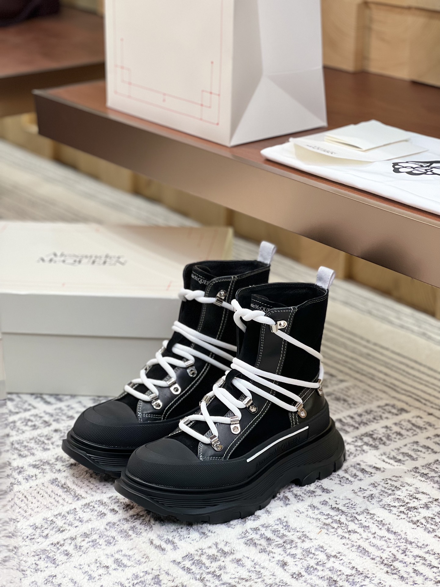 McQueen New Color  Chunky-Heeled Lace-Up Dr. Martens Boots