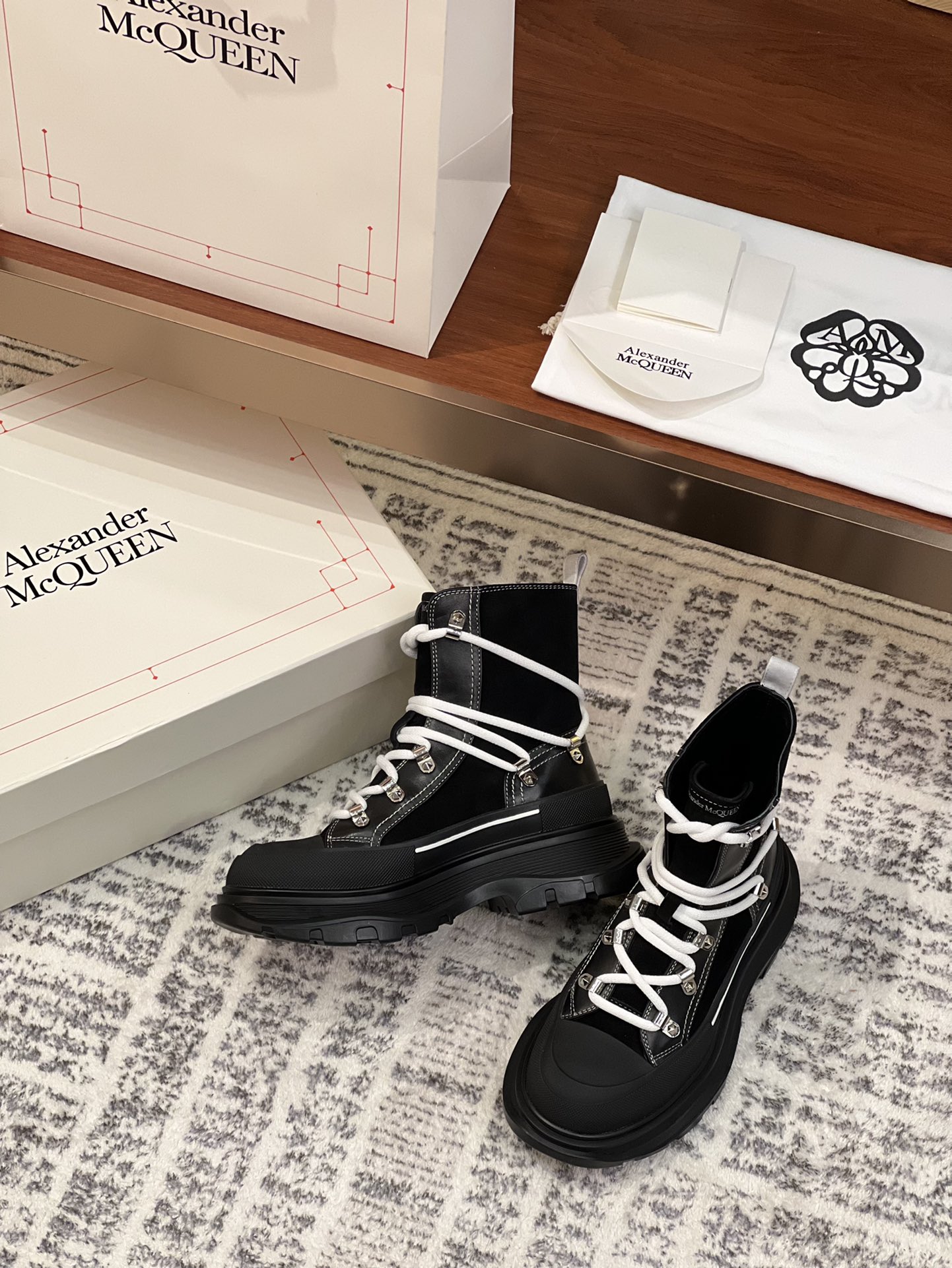 McQueen New Color  Chunky-Heeled Lace-Up Dr. Martens Boots