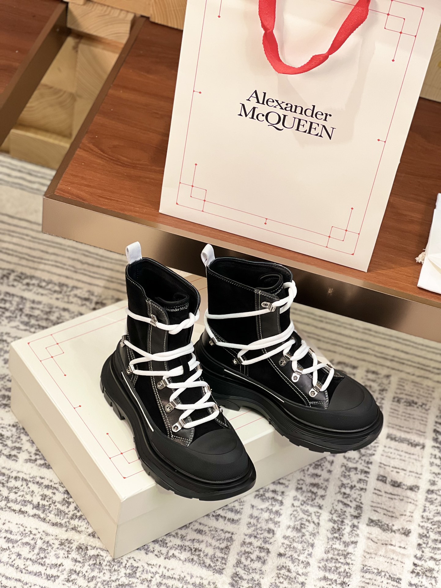 McQueen New Color  Chunky-Heeled Lace-Up Dr. Martens Boots