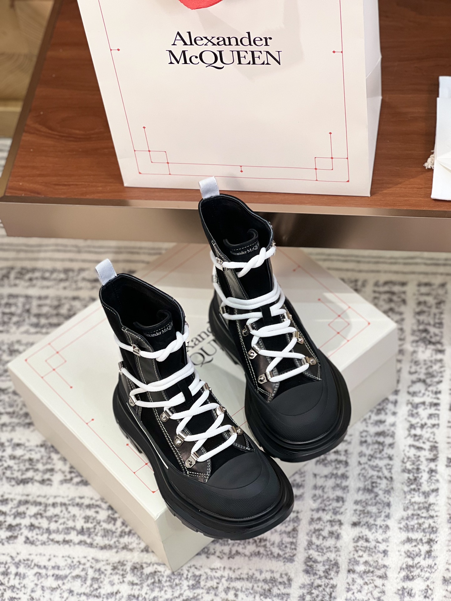 McQueen New Color  Chunky-Heeled Lace-Up Dr. Martens Boots