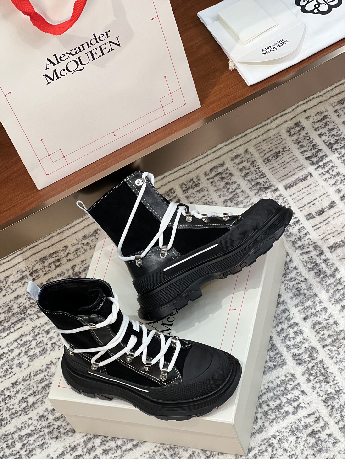 McQueen New Color  Chunky-Heeled Lace-Up Dr. Martens Boots