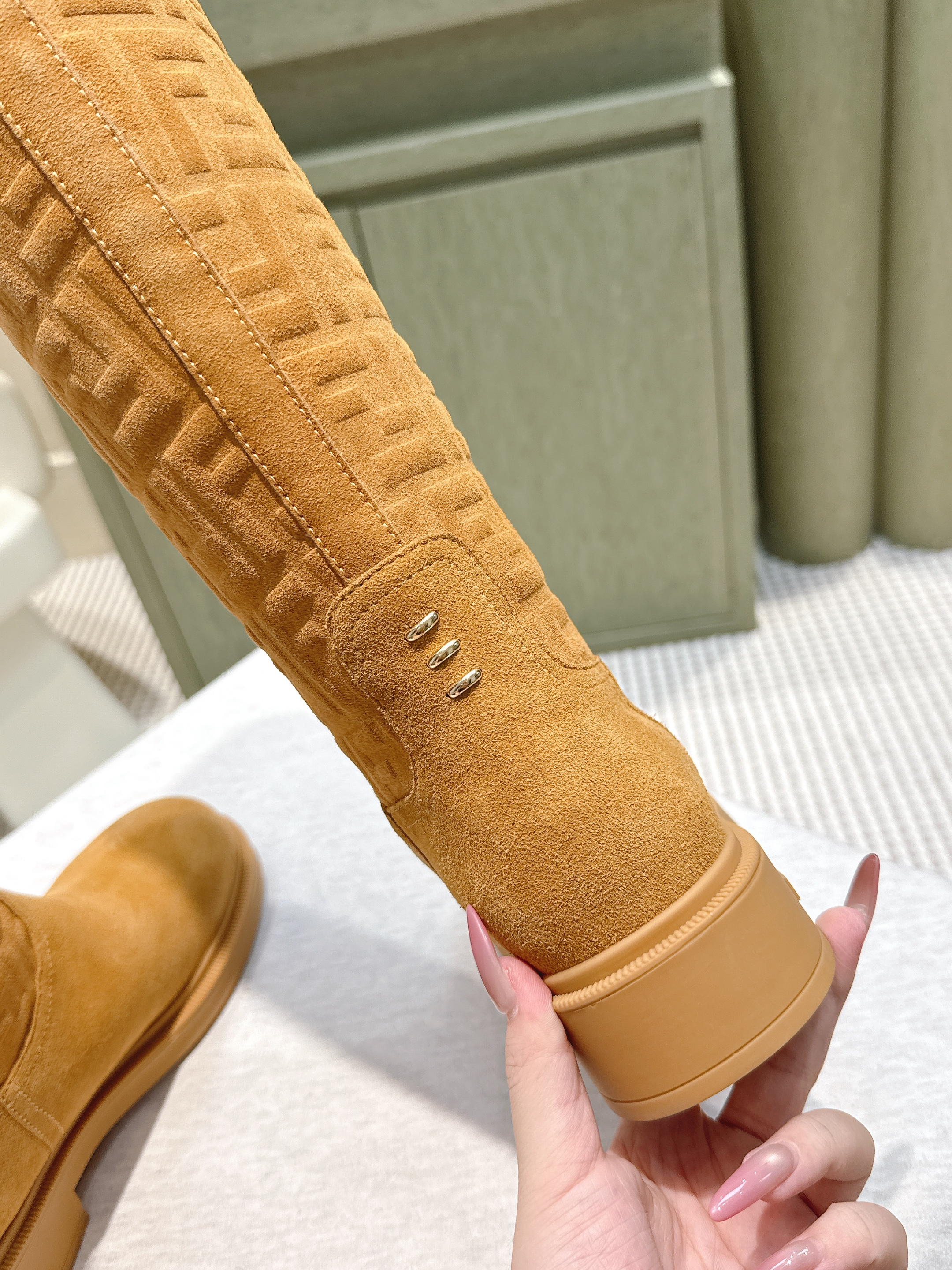 Fendi 25 Fall Winter Suede Calfskin Knee-High Riding Boots