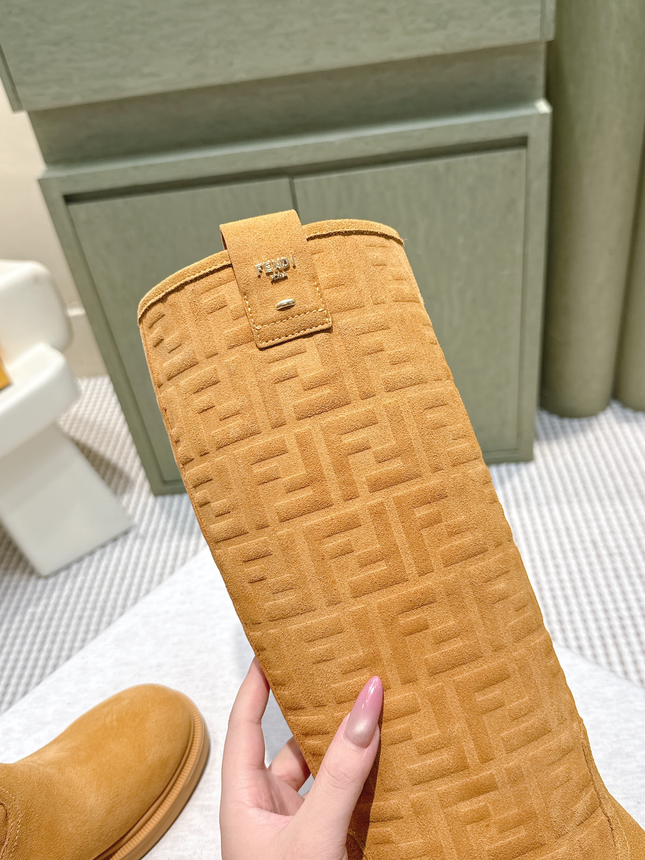 Fendi 25 Fall Winter Suede Calfskin Knee-High Riding Boots