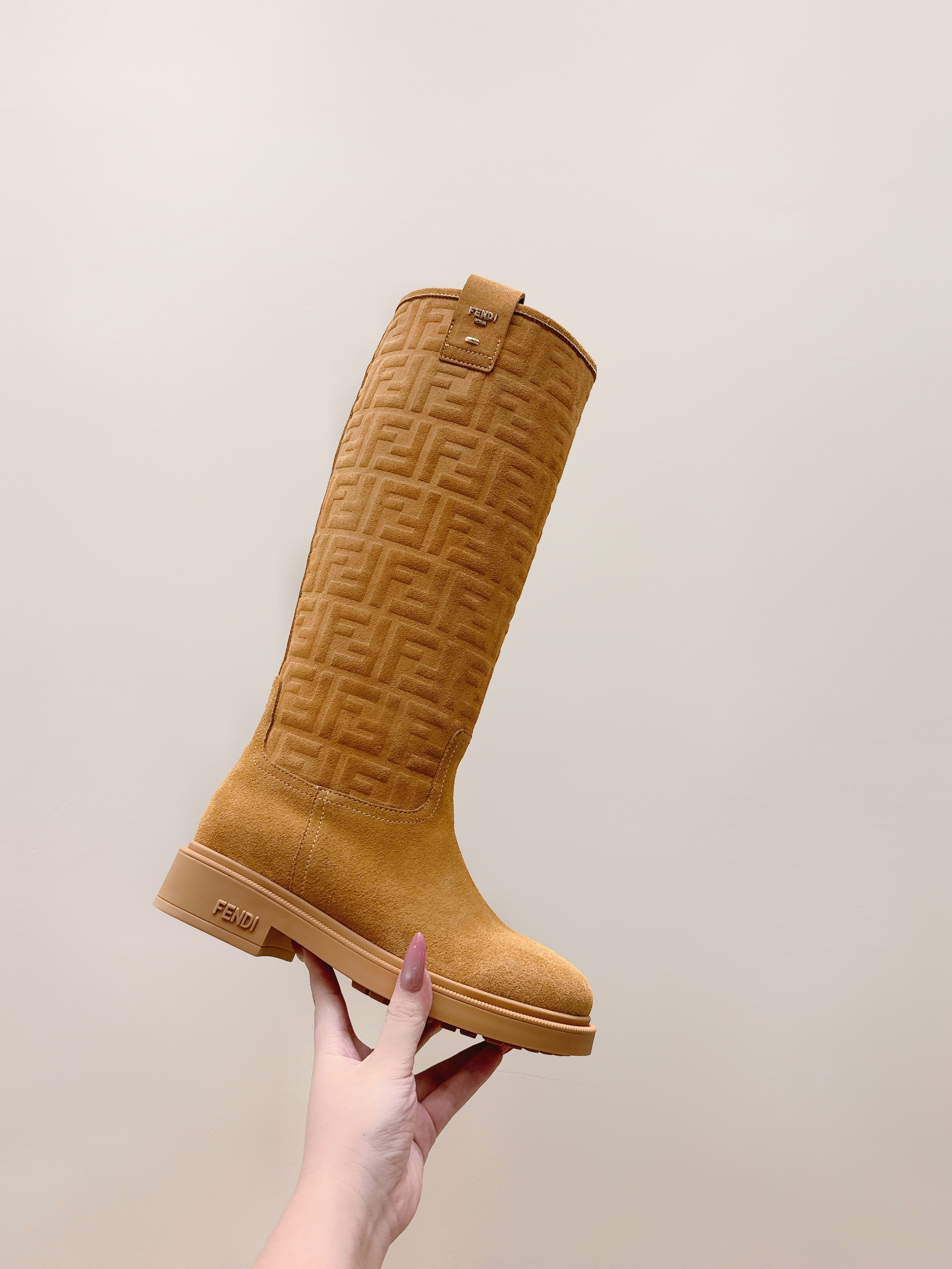 Fendi 25 Fall Winter Suede Calfskin Knee-High Riding Boots