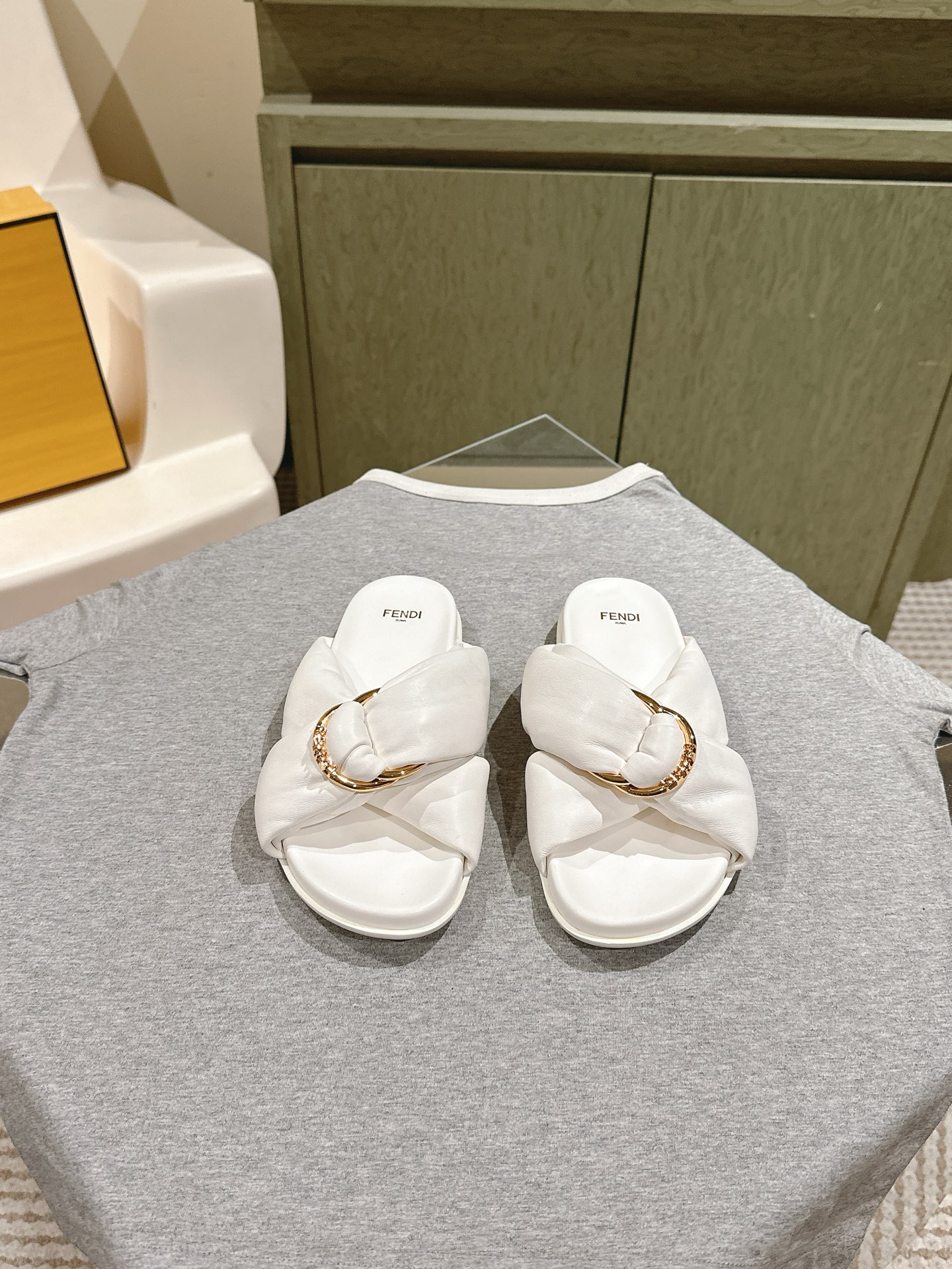 Fendi Twist Collection Rhinestone Leather Sandals