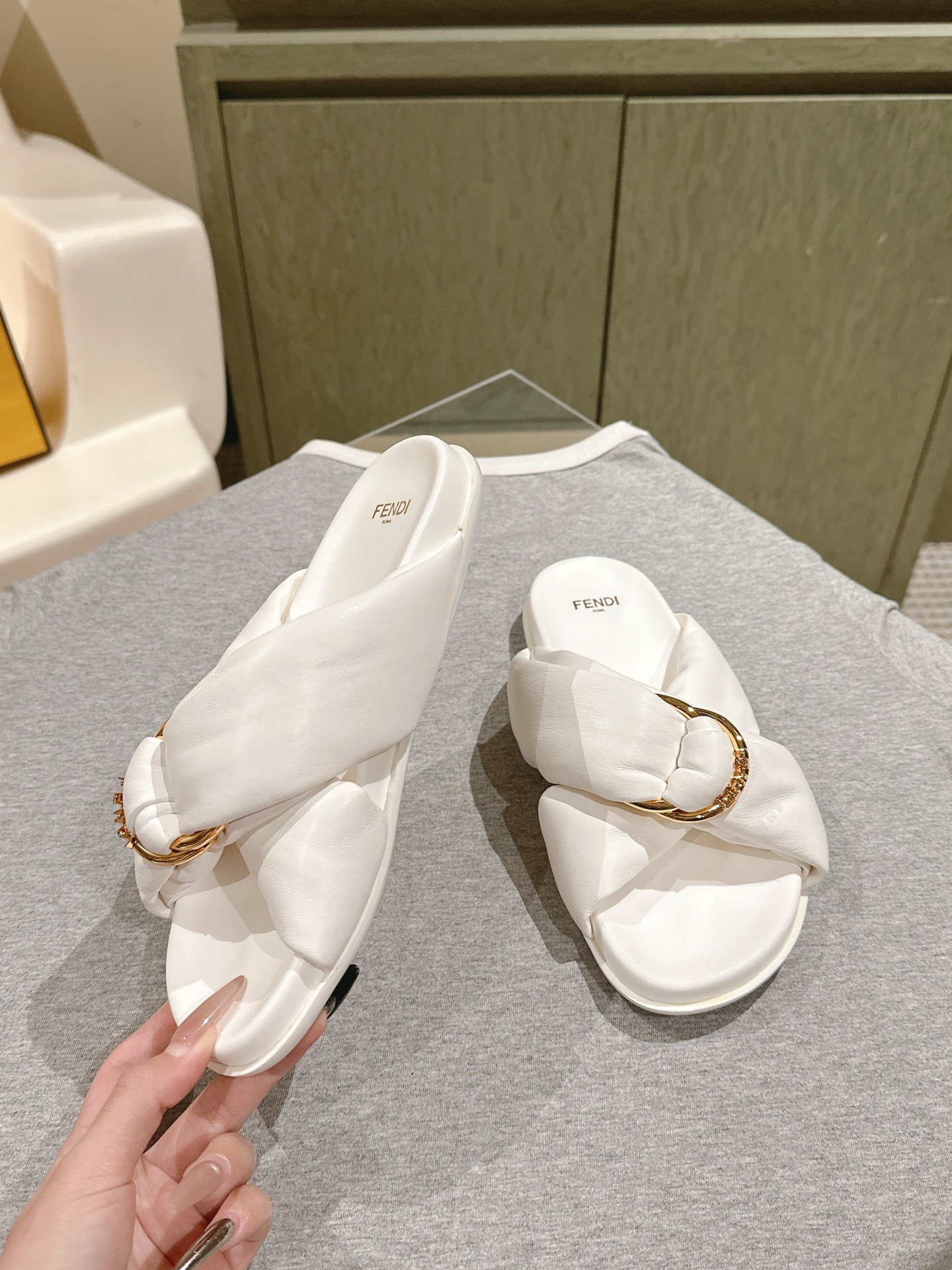 Fendi Twist Collection Rhinestone Leather Sandals