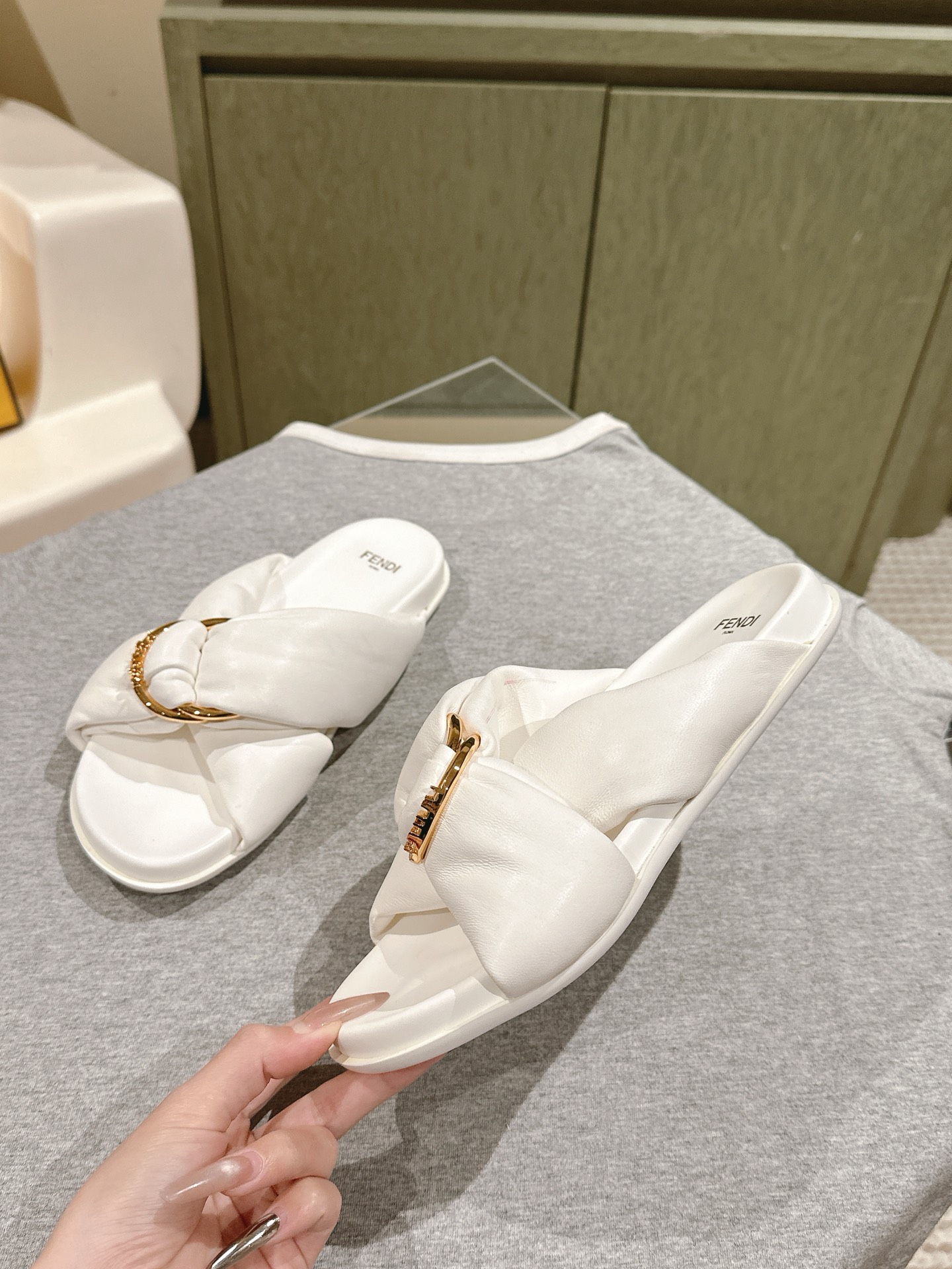 Fendi Twist Collection Rhinestone Leather Sandals