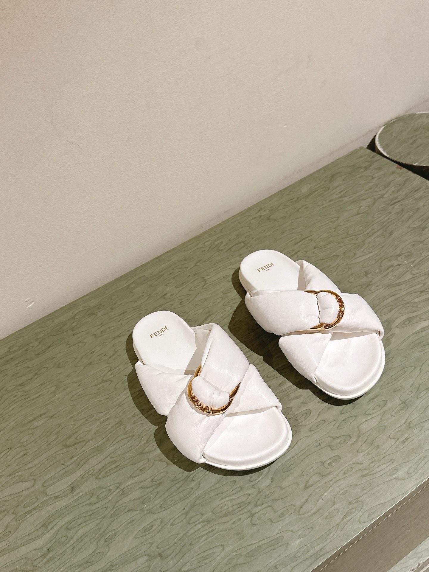 Fendi Twist Collection Rhinestone Leather Sandals