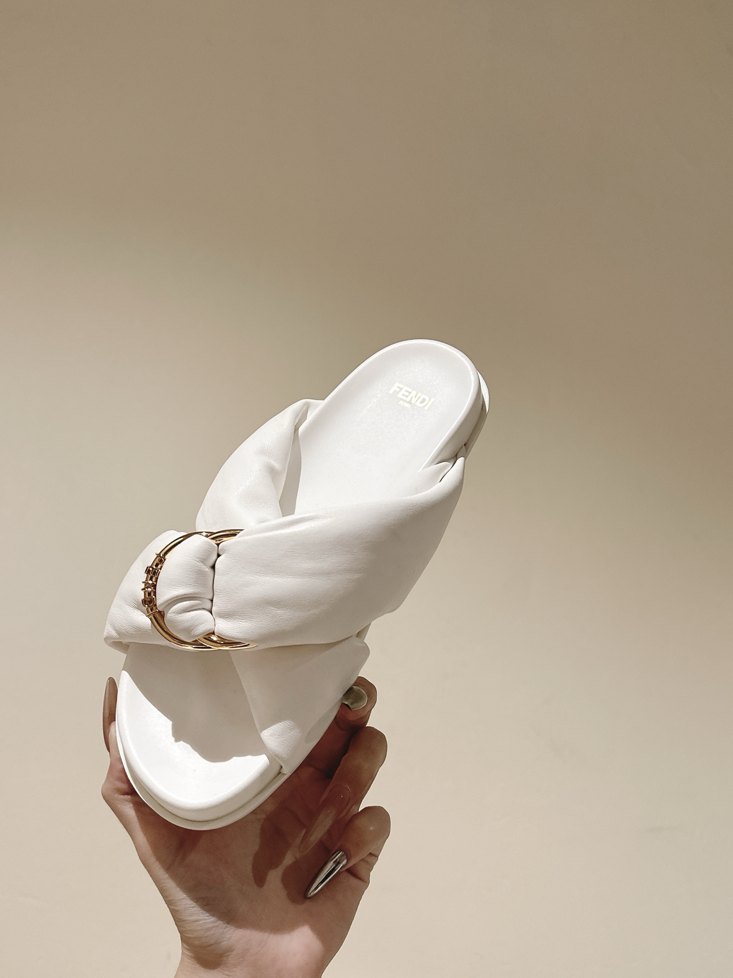 Fendi Twist Collection Rhinestone Leather Sandals