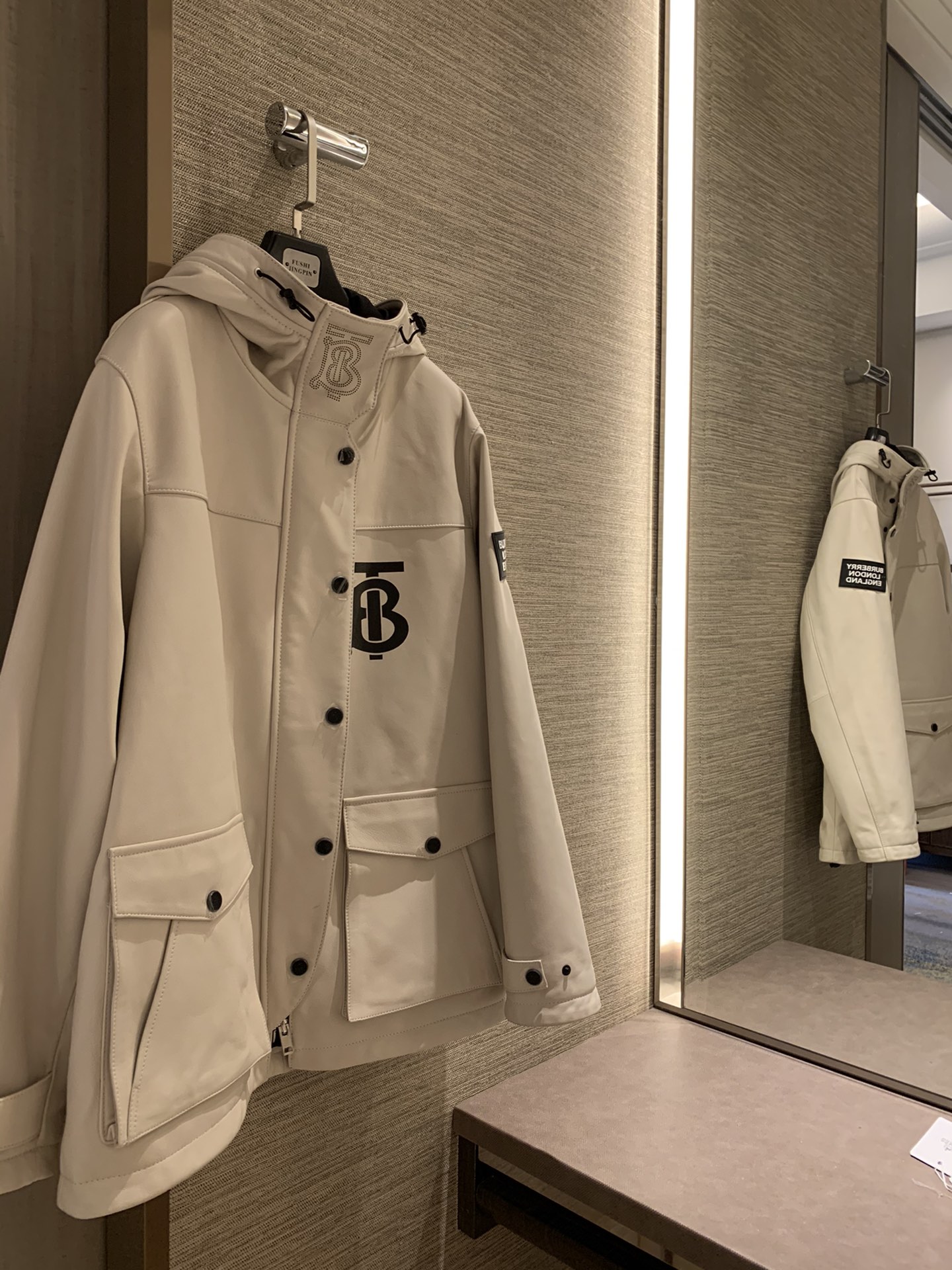 Burberry New Imported Sheepskin Hooded Leather Jacket