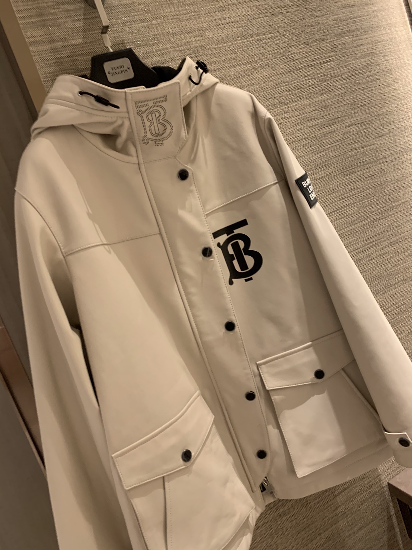 Burberry New Imported Sheepskin Hooded Leather Jacket