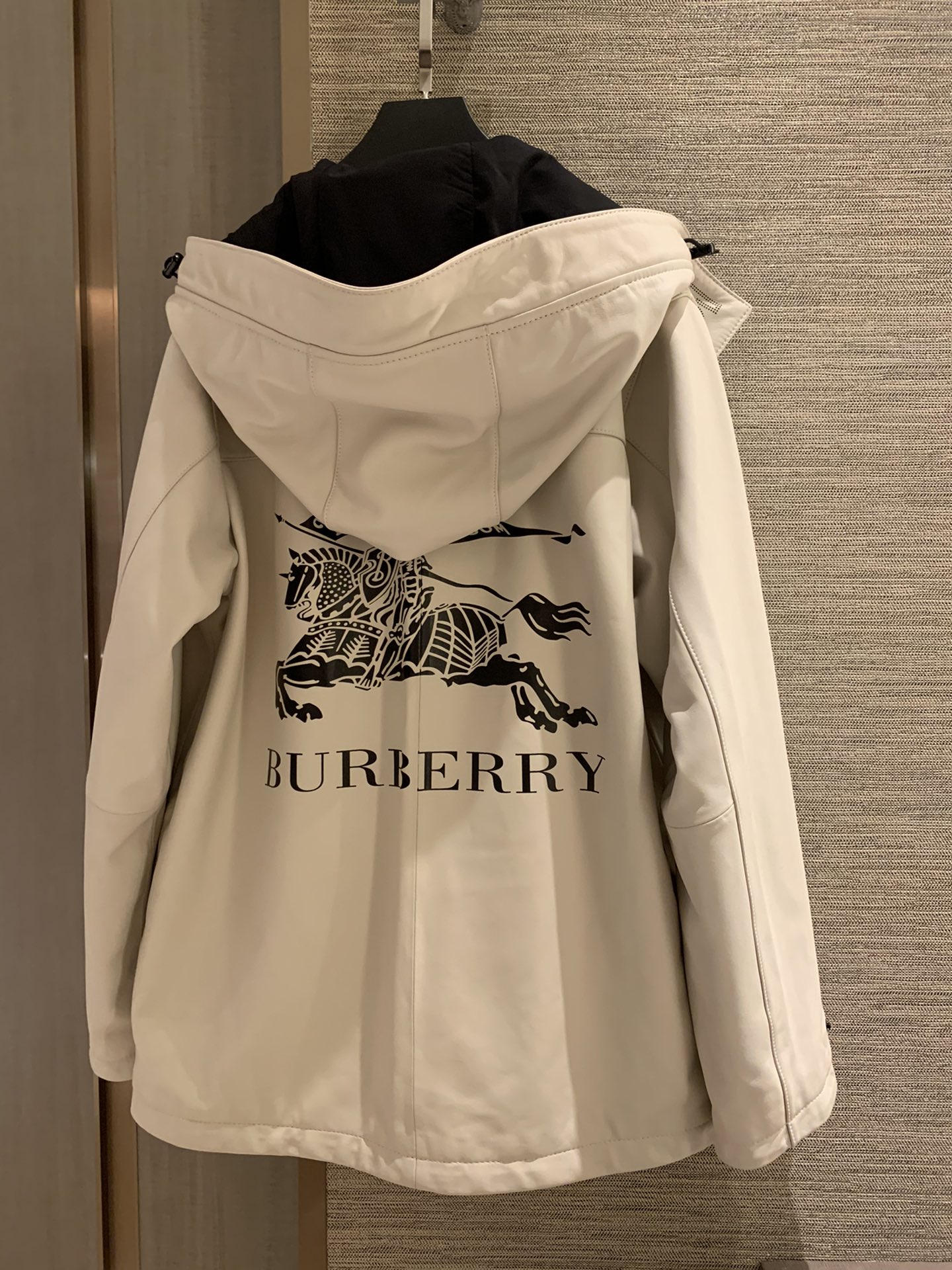 Burberry New Imported Sheepskin Hooded Leather Jacket