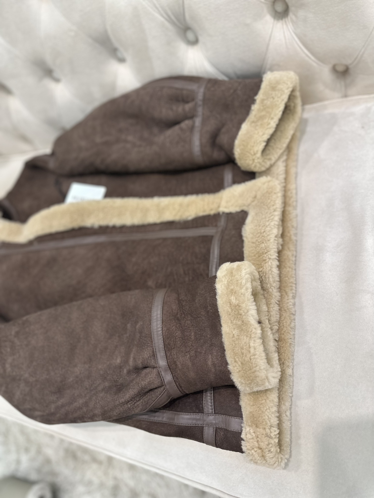 Balenciaga De Pimocha Grey Shearling-Lined Motorcycle Jacket