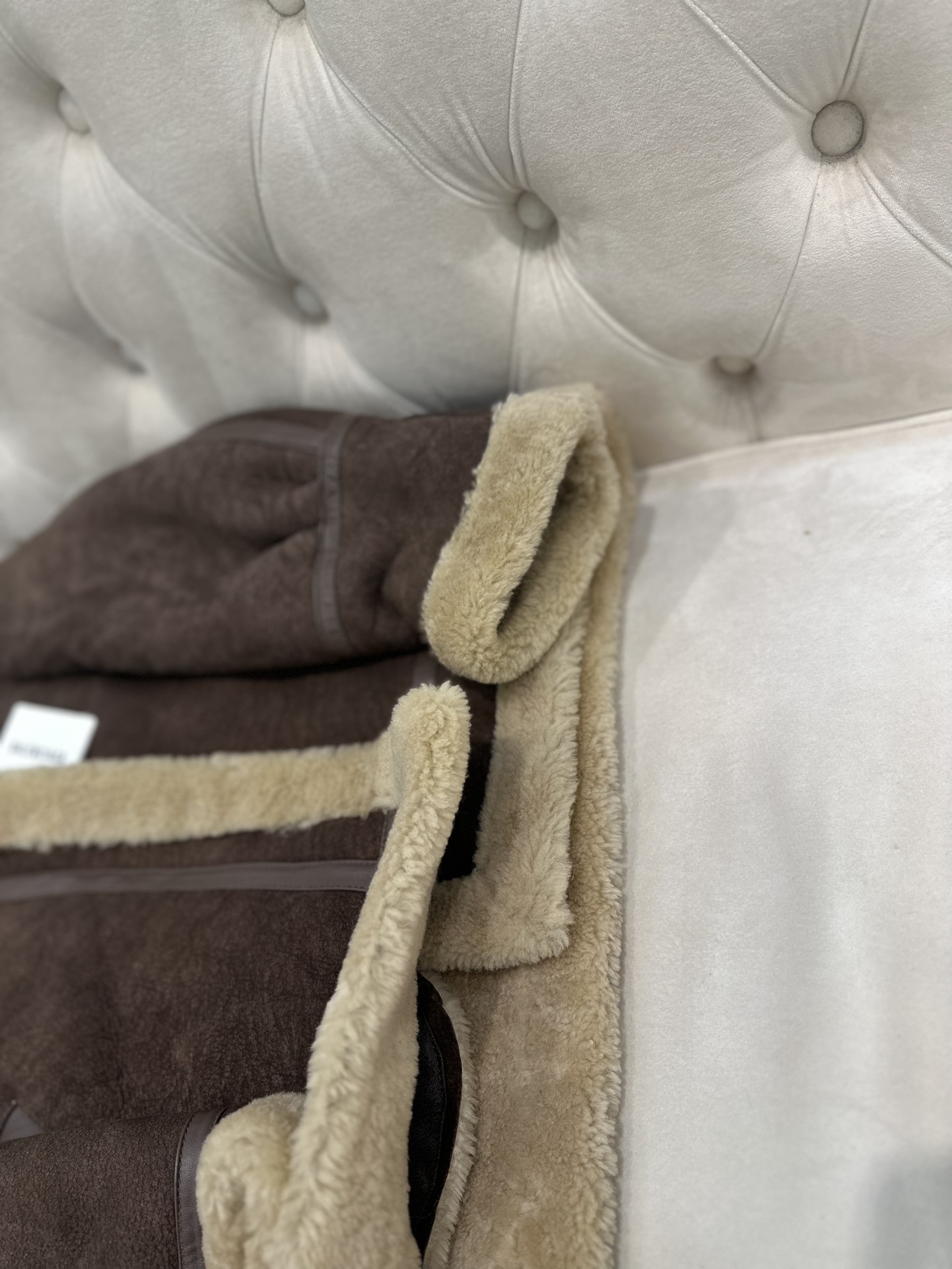 Balenciaga De Pimocha Grey Shearling-Lined Motorcycle Jacket