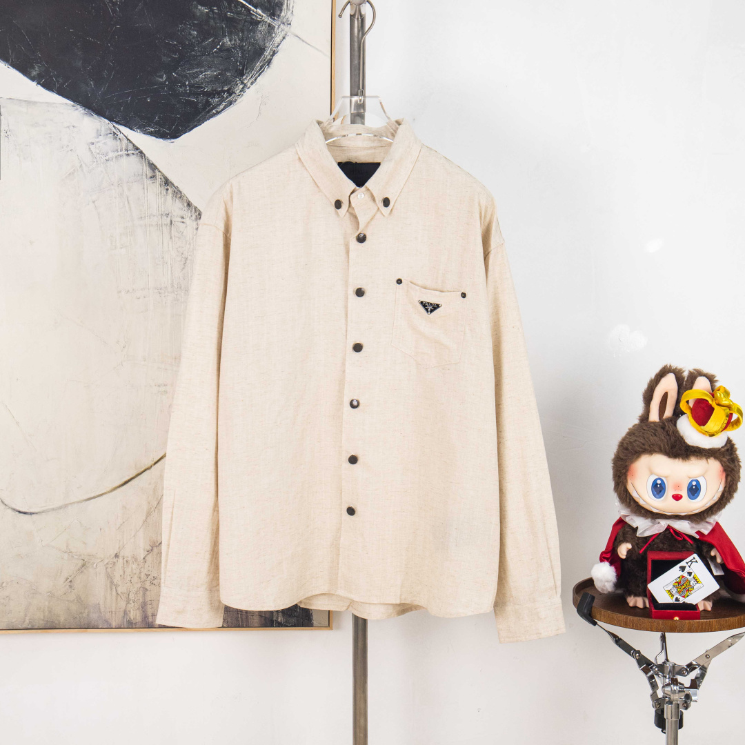 PRADA Tencel Linen-Cotton Blend Shirt